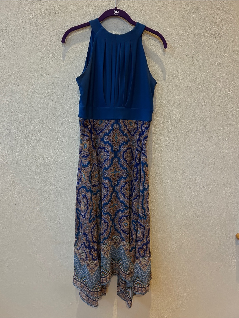 Dress Barn Teal Sleeveless Maxi with Paisley-Print Skirt